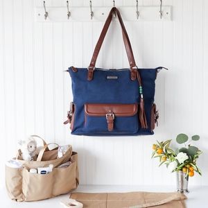 Lily Jade Diaper Bag, Meggan Navy Canvas & Silver